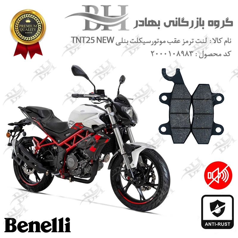 لنت دیسکی ترمز عقب موتور سیکلت کد 2009 مناسب برای بنلی 250 جدید (نیو) BENELLI TNT 25 نیکران موتور