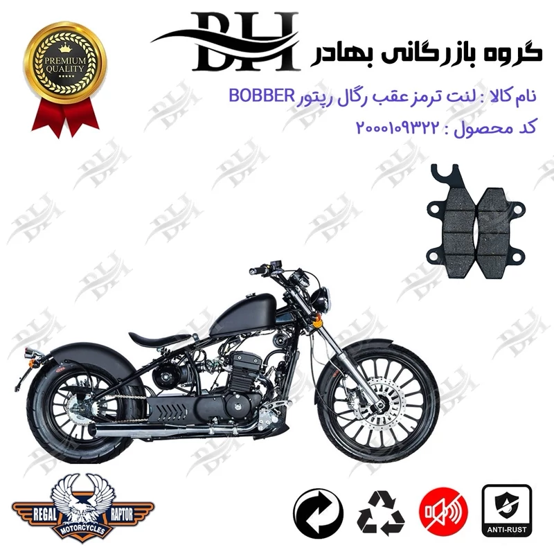 لنت دیسکی ترمز عقب موتور سیکلت کد 2009 مناسب برای رگال رپتور بابر 250 REGAL RAPTOR BOBBER