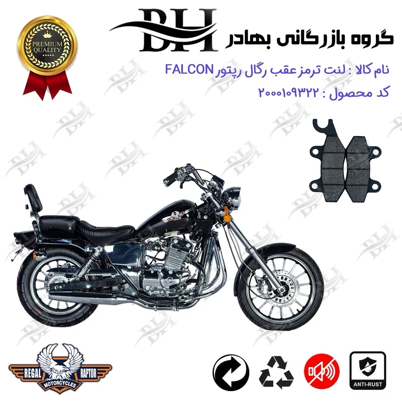 لنت دیسکی ترمز عقب موتور سیکلت کد 2009 مناسب برای رگال رپتور فالکون 250 REGAL RAPTOR FALCON