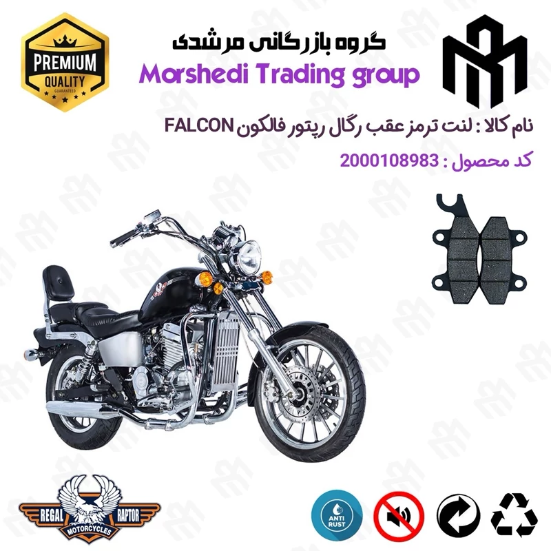 لنت دیسکی ترمز عقب موتور سیکلت کد 123009 مناسب برای رگال رپتور فالکون REGAL RAPTOR FALCON 250