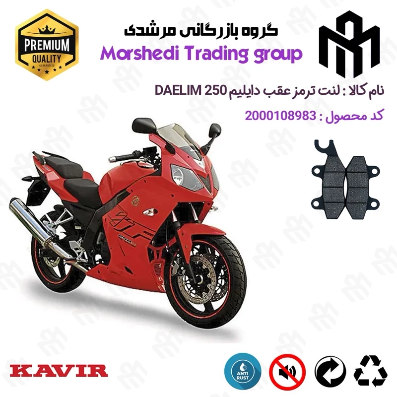 لنت دیسکی ترمز عقب موتور سیکلت کد 123009 مناسب برای دایلیم 250 DAELIM