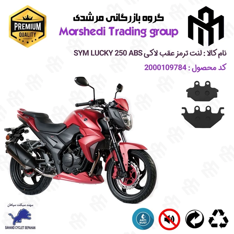 لنت دیسکی ترمز عقب موتور سیکلت کد 123147 مناسب برای اس وای ام لاکی 250 SYM LUCKY 250 ABS سهند سیکلت