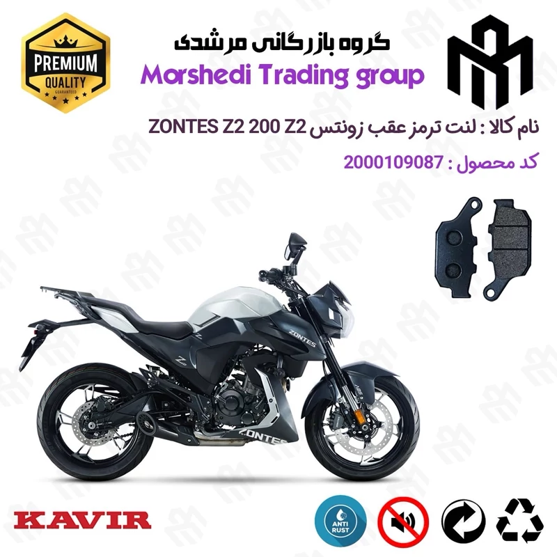لنت دیسکی ترمز عقب موتور سیکلت کد 123055 مناسب برای زونتس زد 2 200 زد 2 ZONTES Z2 200 Z2 کویر موتور