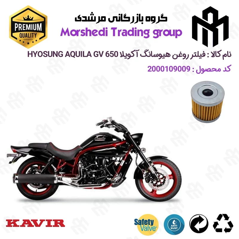 فیلتر روغن موتورسیکلت کد 123104 مناسب برای هیوسانگ آکویلا HYOSUNG AQUILA GV 650 کویر موتور