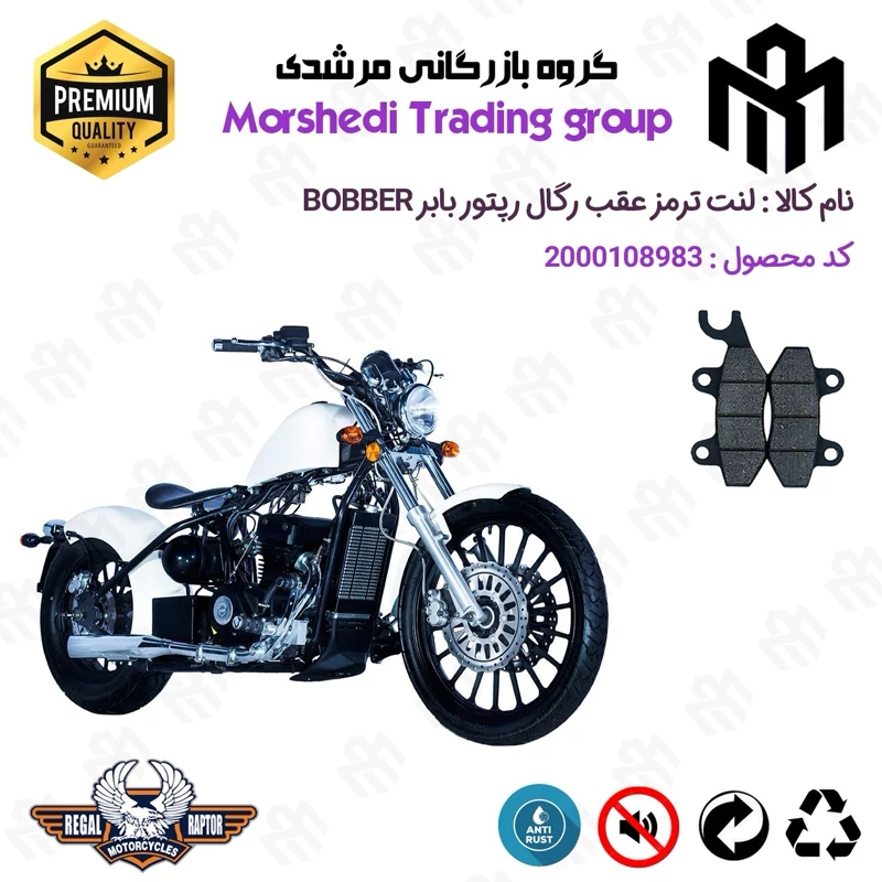 لنت دیسکی ترمز عقب موتور سیکلت کد 123009 مناسب برای رگال رپتور بابر REGAL RAPTOR BOBBER 250