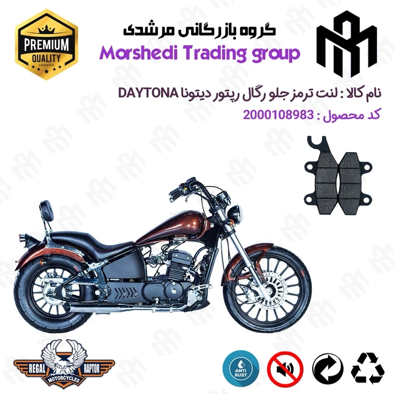 لنت دیسکی ترمز جلو موتور سیکلت کد 123009 مناسب برای رگال رپتور دیتونا REGAL RAPTOR DAYTONA 250