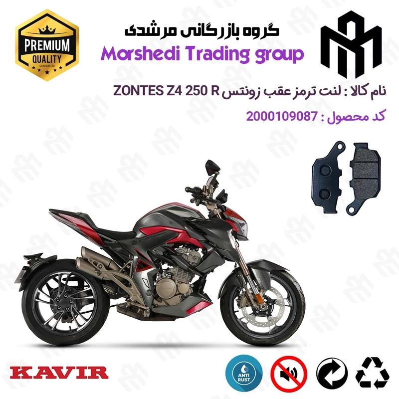 لنت دیسکی ترمز عقب موتور سیکلت کد 123055 مناسب برای زونتس زد 4 250 آر ZONTES Z4 249 R کویر موتور