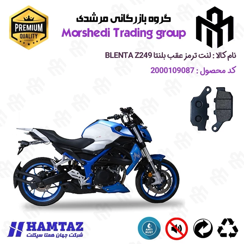 لنت دیسکی ترمز عقب موتور سیکلت کد 123055 مناسب برای بلنتا زد BLENTA Z 249 همتاز موتور