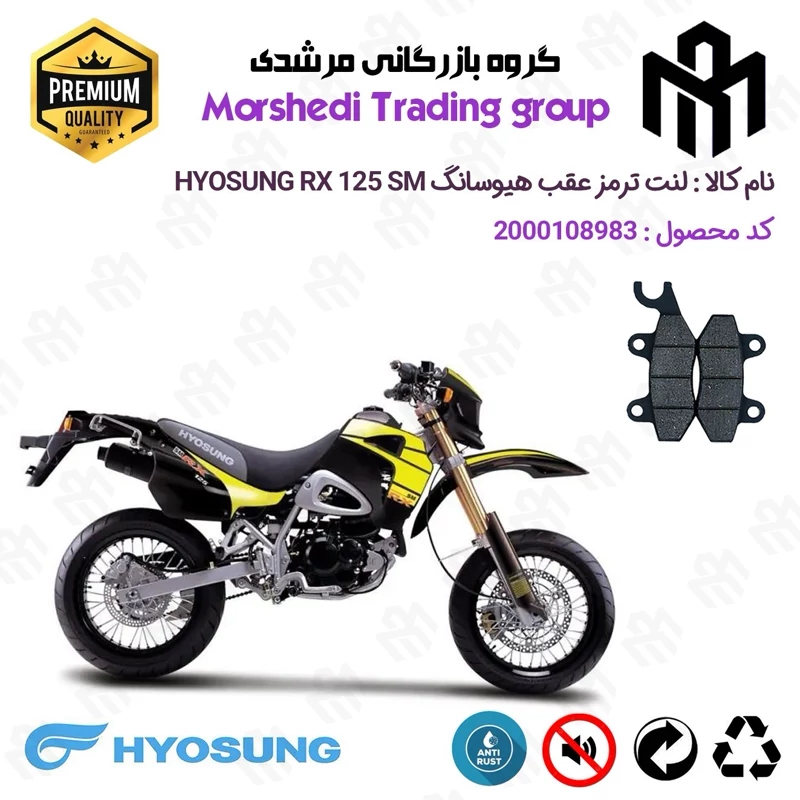 لنت دیسکی ترمز عقب موتور سیکلت کد 123009 مناسب برای تریل هیوسانگ آر ایکس 125 اس ام HYOSUNG RX 125 SM