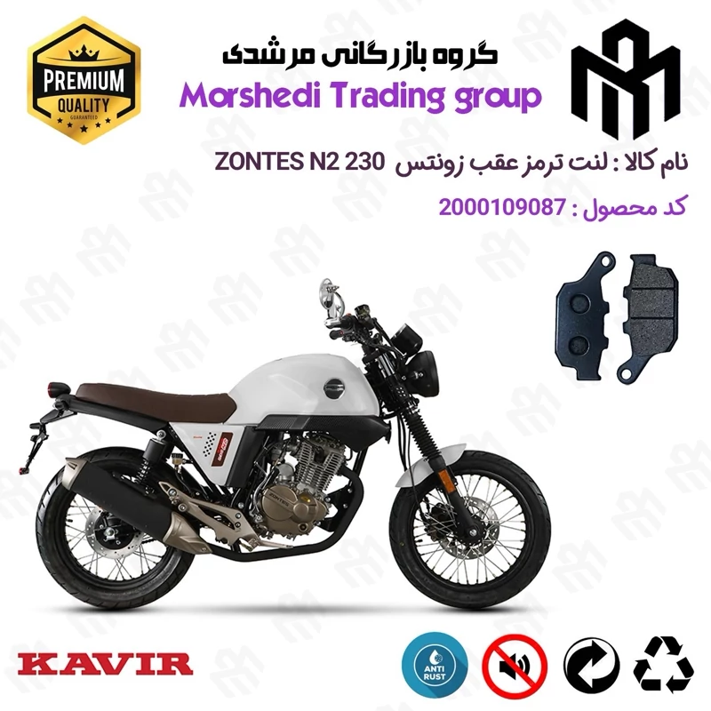 لنت دیسکی ترمز عقب موتور سیکلت کد 123055 مناسب برای زونتس ان 2 ZONTES N2 230 کویر موتور
