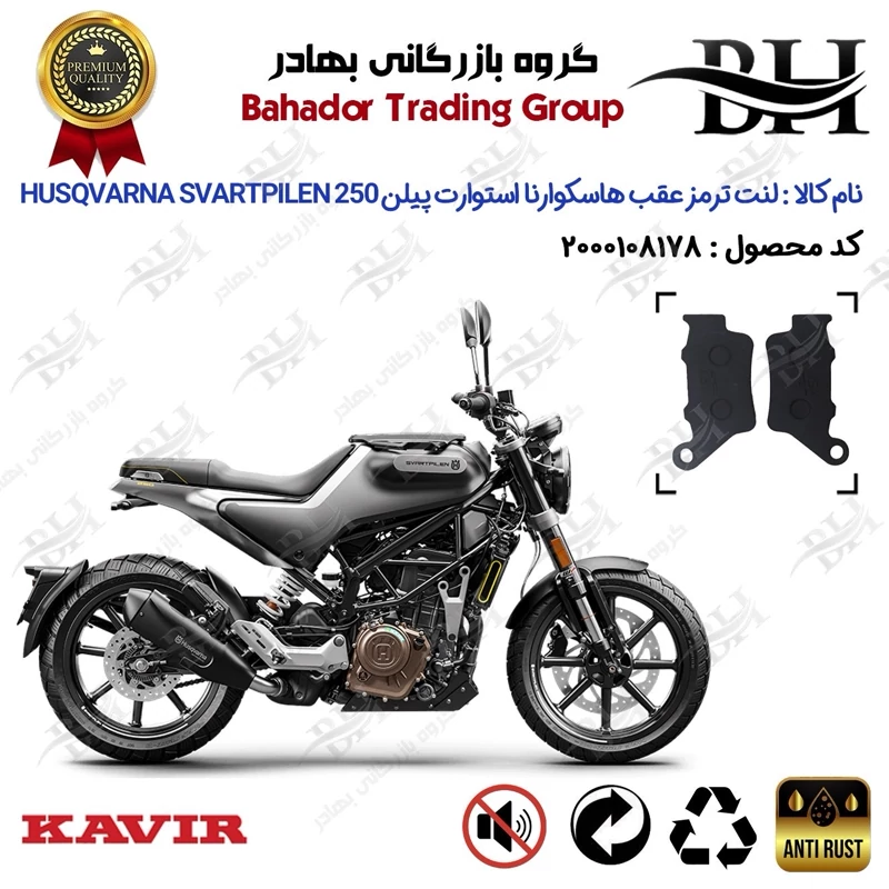 لنت دیسکی ترمز عقب موتور سیکلت کد 2134 مناسب برای هاسکوارنا استوارت پیلن 250 HUSQVARNA SVARTPILEN 250 کویر موتور
