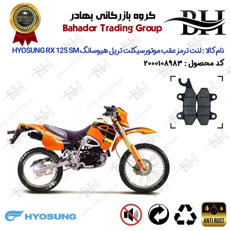 لنت دیسکی ترمز عقب موتور سیکلت کد 2009 مناسب برای تریل هیوسانگ آر ایکس HYOSUNG RX 125 SM