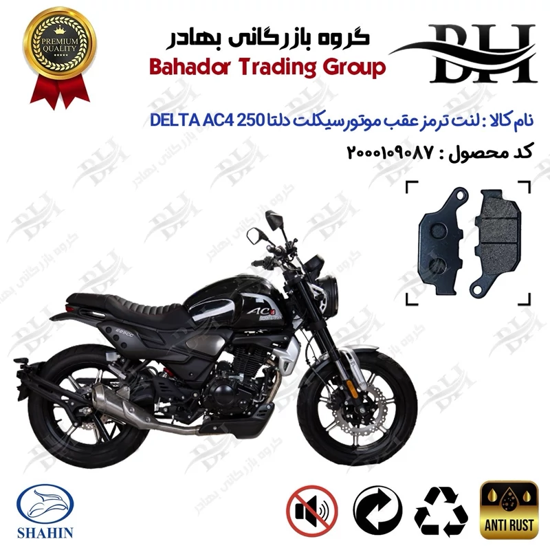 لنت دیسکی ترمز عقب موتورسیکلت کد 2055 مناسب برای دلتا DELTA AC4 250 شاهین موتور