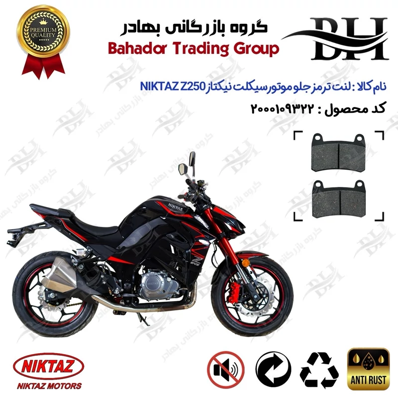 لنت دیسکی ترمز جلو موتور سیکلت کد 2066 مناسب برای نیکتاز زد 250 NIKTAZ Z250 (هایپرو،طرح Z1000) نیکتاز موتور
