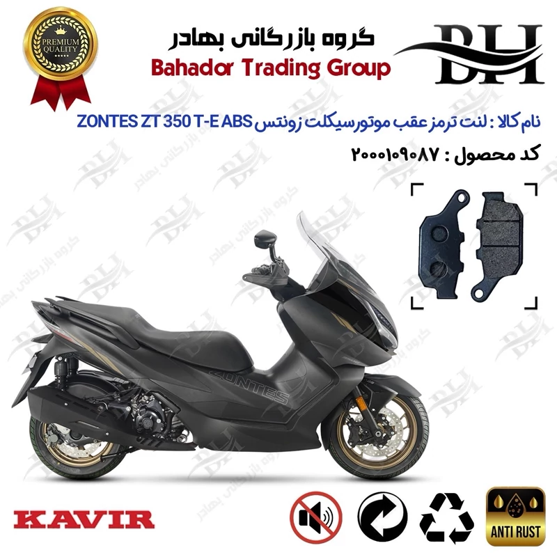 لنت دیسکی ترمز عقب موتورسیکلت کد 2055 مناسب برای زونتس 350 تی ای ZONTES ZT 350 T-E ABS کویر موتور
