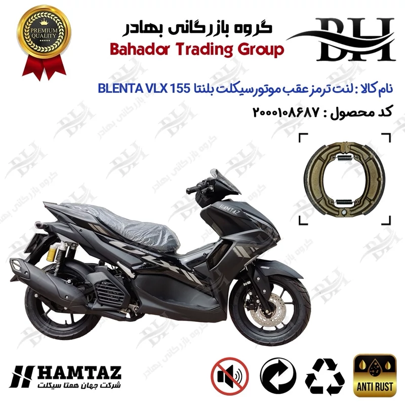 لنت ترمز عقب کاسه ای موتور سیکلت کد 2666 مناسب برای بلنتا وی ال ایکس BLENTA VLX 155 (طرح آیروکس) همتاز موتور