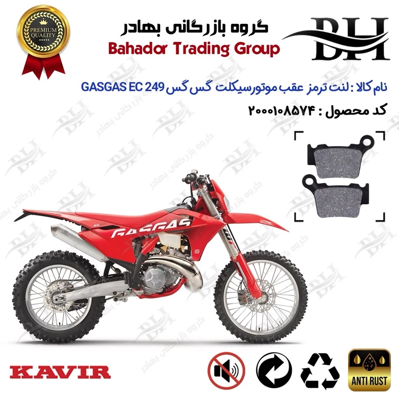 لنت دیسکی ترمز عقب موتور سیکلت کد 2162 مناسب برای گس گس ای سی 250 GASGAS EC 249 کویر موتور