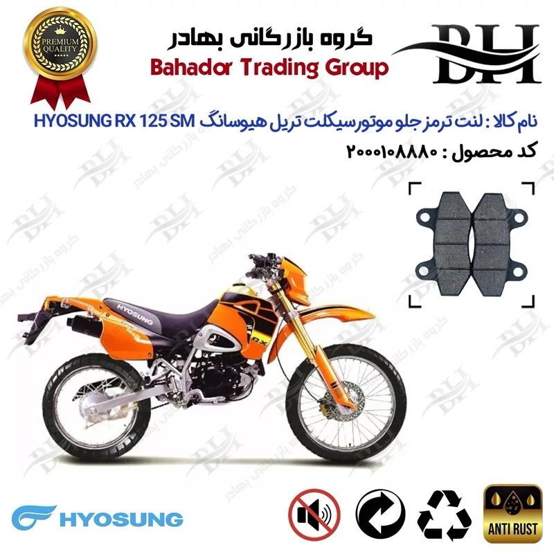 لنت دیسکی ترمز جلو موتور سیکلت کد 2018 مناسب برای تریل هیوسانگ آر ایکس HYOSUNG RX 125 SM