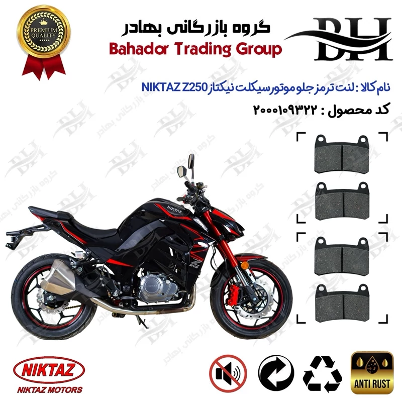 لنت دیسکی ترمز جلو موتور سیکلت کد 2066 مناسب برای نیکتاز زد 250 NIKTAZ Z250 (هایپرو،طرح Z1000) نیکتاز موتور پک دو عددی