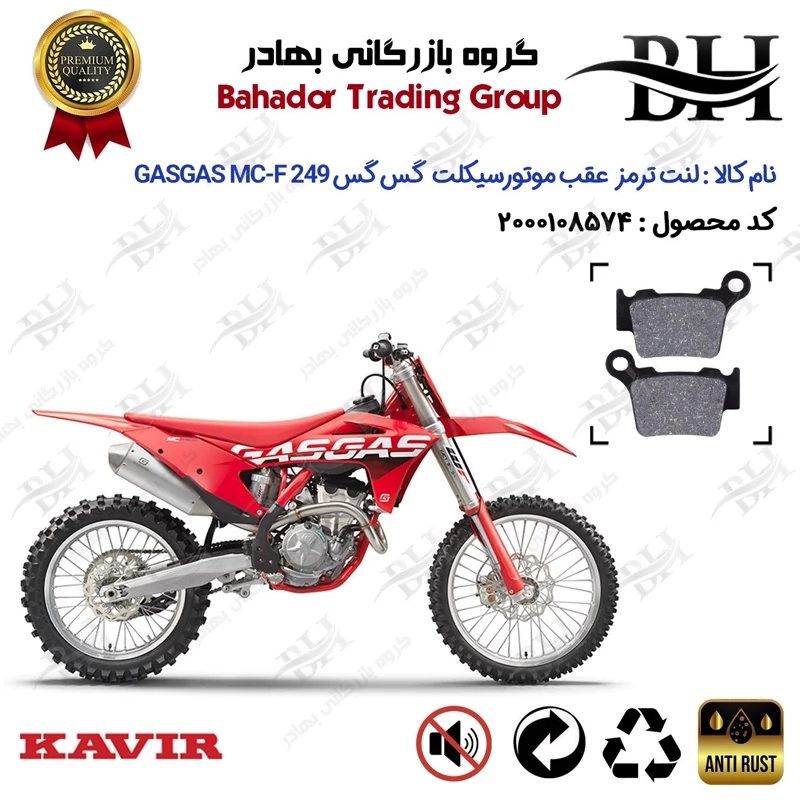 لنت دیسکی ترمز عقب موتور سیکلت کد 2162 مناسب برای گس گس ام سی-اف 250 GASGAS MC-F 249 کویرموتور
